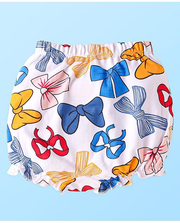 Babyhug Disney Single Jersey Knit Bloomers with Minnie Mouse Graphics Pack of 3 - Red White & Pink