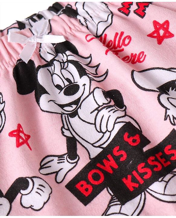 Babyhug Disney Single Jersey Knit Bloomers with Minnie Mouse Graphics Pack of 3 - Red White & Pink
