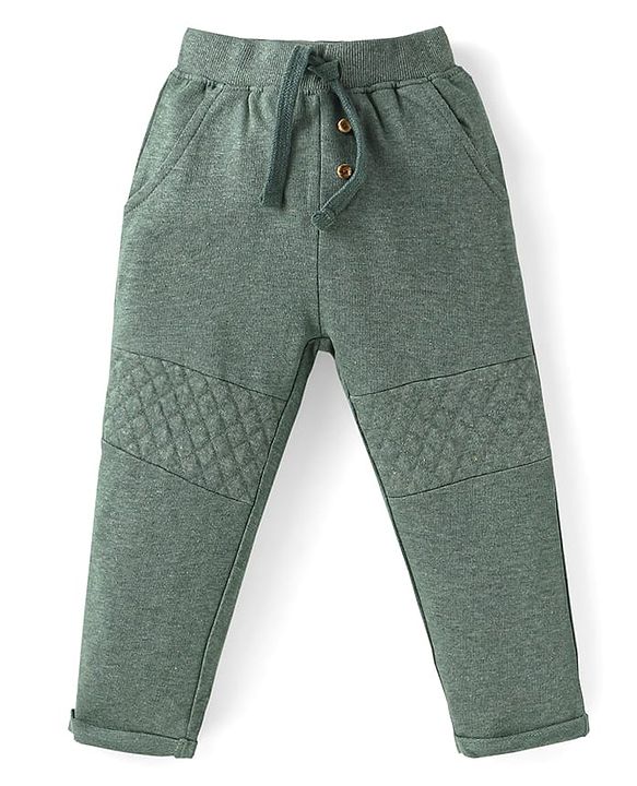Babyhug Single Jersey Knit Half Sleeves Polo T-Shirt & Lounge Pant With Text Print - White & Olive Green