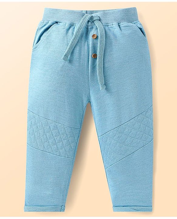 Babyhug Single Jersey Knit Collar Front-Buttons T-Shirt with Daddy Champ Embroidered and Joggers Set - Light Blue