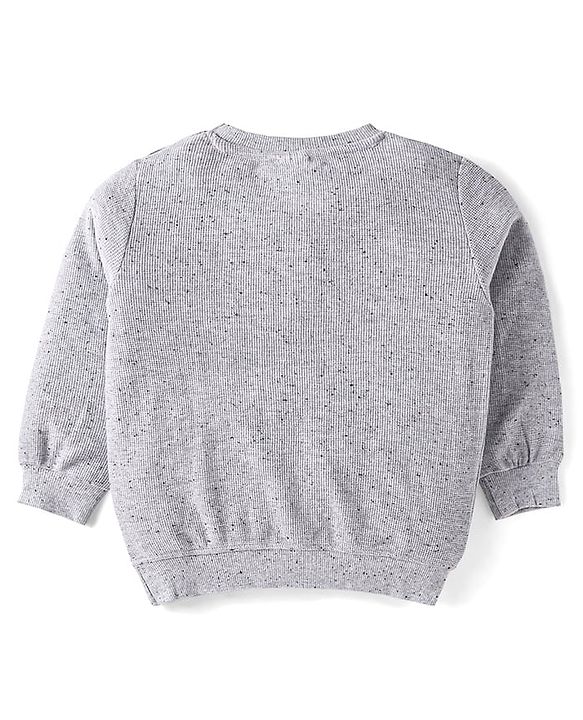 Babyhug Terry Knit Full Sleeves T-Shirt & Lounge Pant With Text Embroidered - Grey