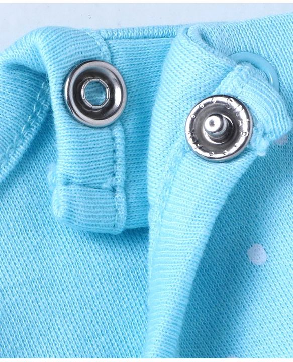 Babyhug 100% Cotton Interlock Knit Full Sleeves Onesies With Frill Detailing Text Print - Light Blue