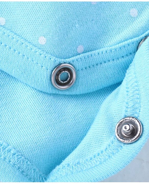 Babyhug 100% Cotton Interlock Knit Full Sleeves Onesies With Frill Detailing Text Print - Light Blue