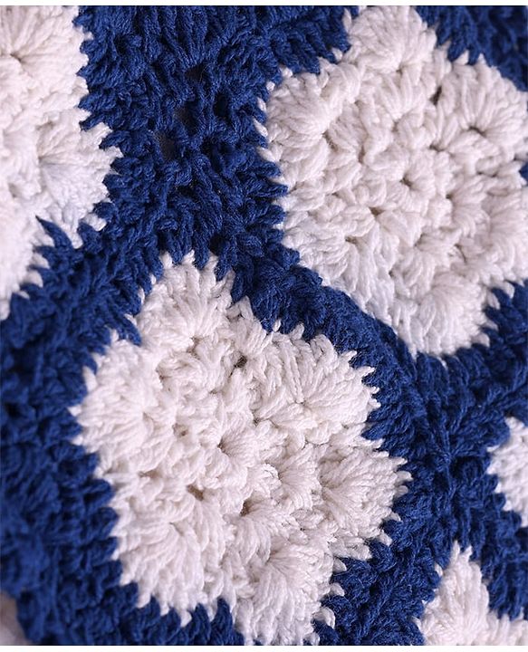 Babyhug Woven Full Sleeves Solid Color Jacket & Frock with Floral Crochet - Navy Blue & White