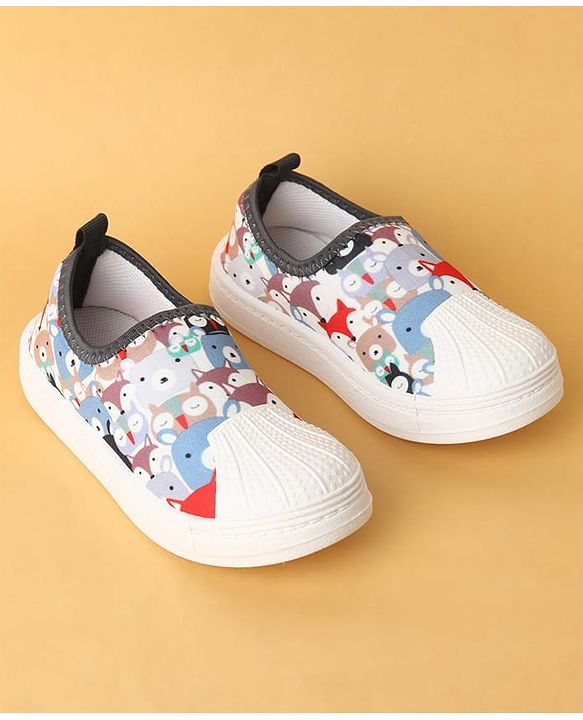 Cute Walk by Babyhug Slip On Casual Shoes with Owl Print - Grey & White