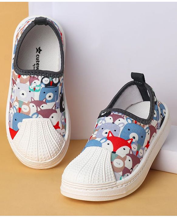 Cute Walk by Babyhug Slip On Casual Shoes with Owl Print - Grey & White