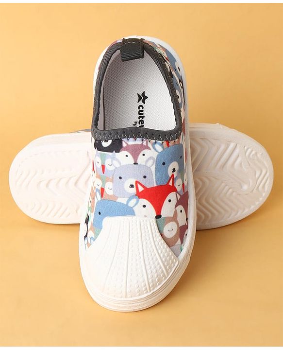 Cute Walk by Babyhug Slip On Casual Shoes with Owl Print - Grey & White
