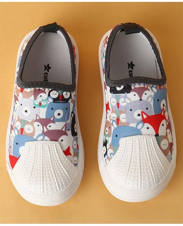 Cute Walk by Babyhug Slip On Casual Shoes with Owl Print - Grey & White