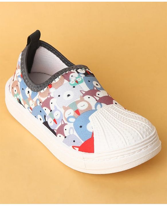 Cute Walk by Babyhug Slip On Casual Shoes with Owl Print - Grey & White