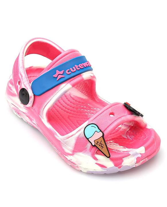 Cute Walk by Babyhug Clogs with Backsrtap Ice Cream & Rainbow Applique - Pink