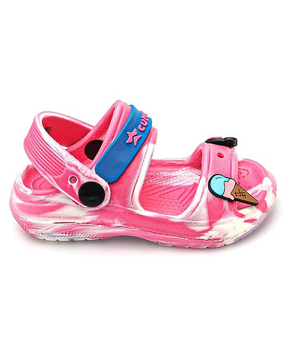 Cute Walk by Babyhug Clogs with Backsrtap Ice Cream & Rainbow Applique - Pink