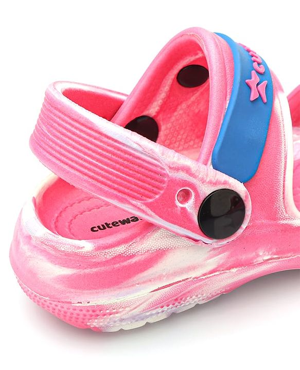 Cute Walk by Babyhug Clogs with Backsrtap Ice Cream & Rainbow Applique - Pink