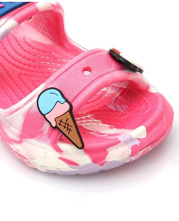 Cute Walk by Babyhug Clogs with Backsrtap Ice Cream & Rainbow Applique - Pink