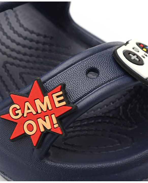 Cute Walk by Babyhug Clogs with Backstrap Gaming Applique - Navy Blue