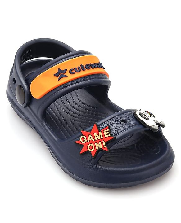 Cute Walk by Babyhug Clogs with Backstrap Gaming Applique - Navy Blue