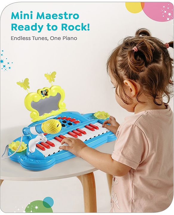 Babyhug Disney Premium Musical Piano with mike | 2 songs & 25 tunes | Battery operated piano| Gifting toy| BIS Certified -Blue
