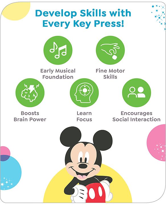 Babyhug Disney Premium Musical Piano with mike | 2 songs & 25 tunes | Battery operated piano| Gifting toy| BIS Certified -Blue