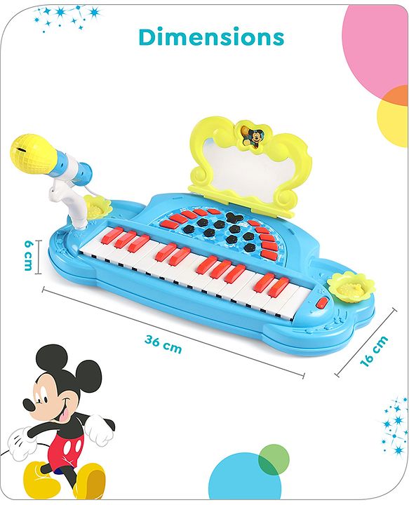 Babyhug Disney Premium Musical Piano with mike | 2 songs & 25 tunes | Battery operated piano| Gifting toy| BIS Certified -Blue