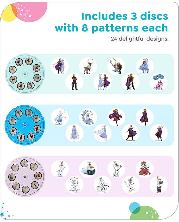 Babyhug  Disney Premium Frozen Adventure Small Tracing Projector Set Battery Operated Projector Table with Slides for Learning and Painting with Projector Lamp & Music - Purple & Light Blue