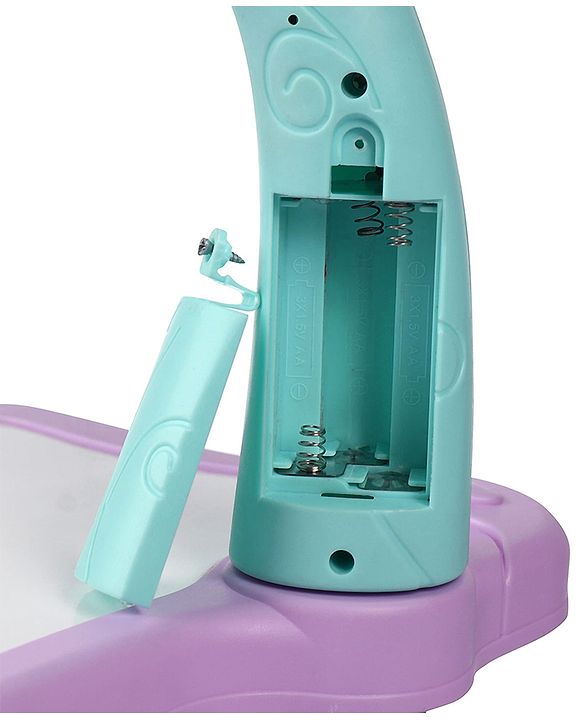 Babyhug  Disney Premium Frozen Adventure Small Tracing Projector Set Battery Operated Projector Table with Slides for Learning and Painting with Projector Lamp & Music - Purple & Light Blue