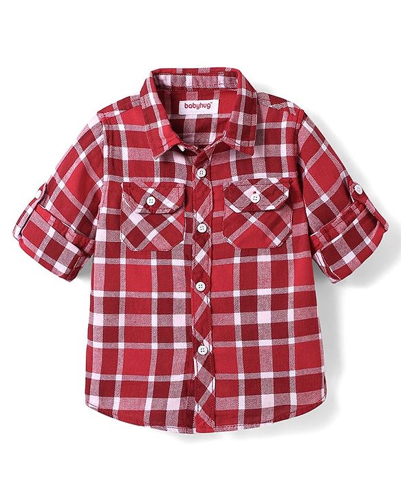 Babyhug Cotton Woven Full Sleeve Checkerd Shirt - Red
