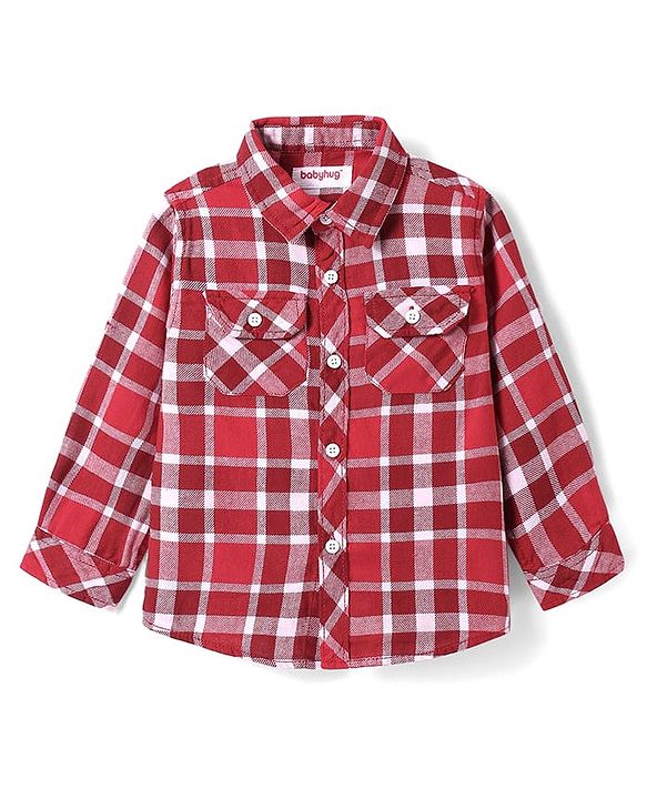 Babyhug Cotton Woven Full Sleeve Checkerd Shirt - Red