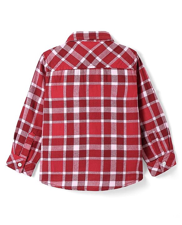 Babyhug Cotton Woven Full Sleeve Checkerd Shirt - Red