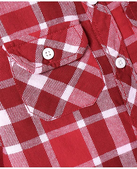 Babyhug Cotton Woven Full Sleeve Checkerd Shirt - Red