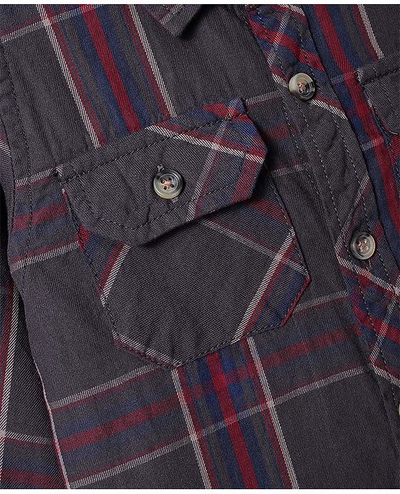 Babyhug Cotton Woven Full Sleeves Check Shirt - Grey