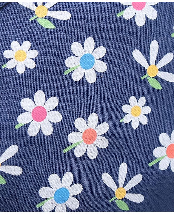 Babyhug 100% Cotton Knit Tie Knot Bonnet Cap Floral & Polka Dot Print Pack of 2 - Pink & Blue