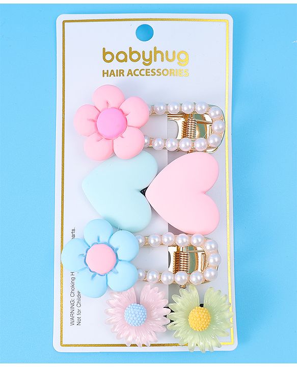 Babyhug Hair Pins And Clips Pack of 4 - Pink