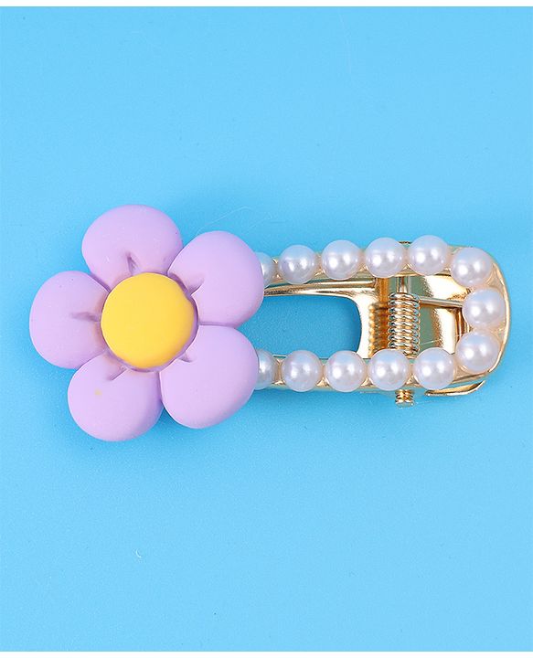 Babyhug Hair Pins & Clips  Free Size with Floral Applique Pack of 4 - Lilac