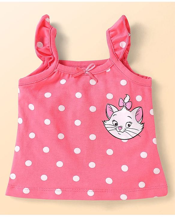 Babyhug Disney Interlock Knit Frill Sleeves Slips With Marie Graphics Pack Of 3 - White Pink