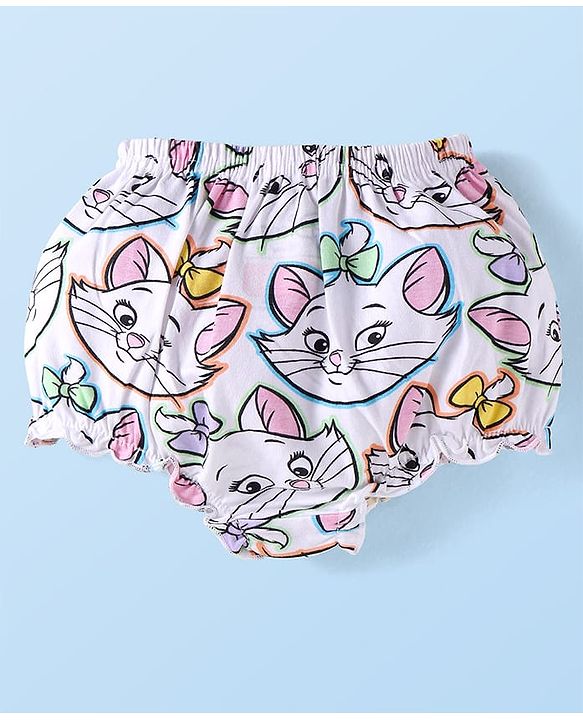 Babyhug Disney Cotton Knit Bloomers with Aristocats Marie Graphics Pack of 3 - Pink White & Light Green