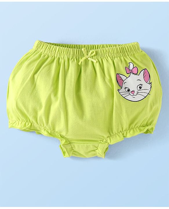 Babyhug Disney Cotton Knit Bloomers with Aristocats Marie Graphics Pack of 3 - Pink White & Light Green