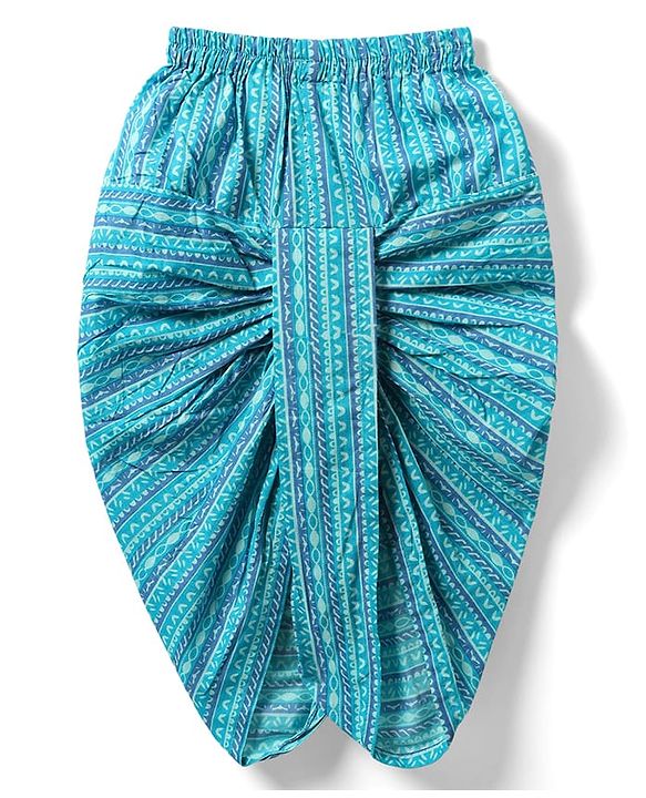 Babyhug Full Sleeves Dhoti Kurta With Floral Print & Jacket Set - Blue