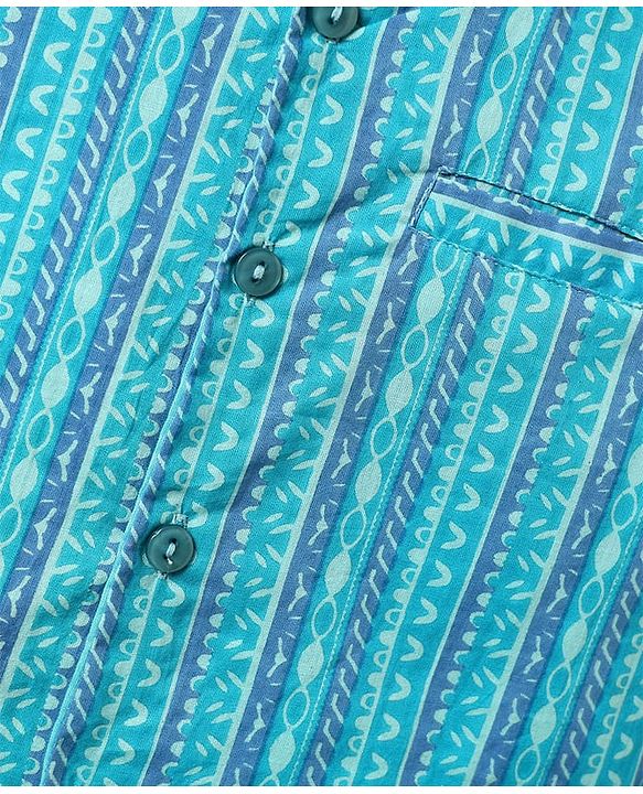 Babyhug Full Sleeves Dhoti Kurta With Floral Print & Jacket Set - Blue