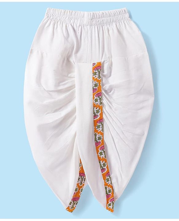 Babyhug Cotton Woven Full Sleeves Floral Printed Kurta Dhorti Set - Orange & White