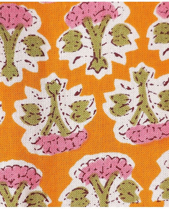 Babyhug Cotton Woven Full Sleeves Floral Printed Kurta Dhorti Set - Orange & White