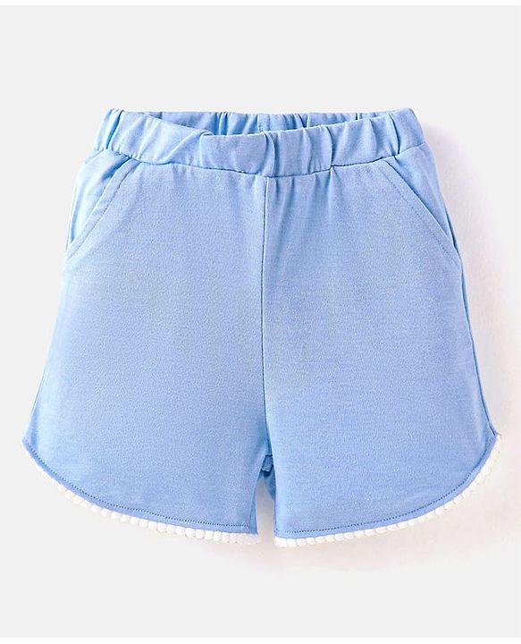 Babyhug Single Jersey Knit Sleeveless Embroidered Top & Shorts Set - Pink & Blue