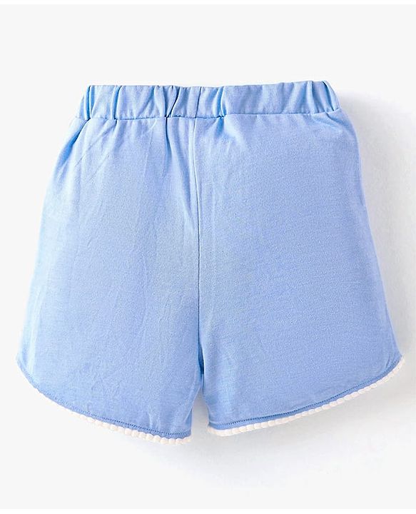 Babyhug Single Jersey Knit Sleeveless Embroidered Top & Shorts Set - Pink & Blue