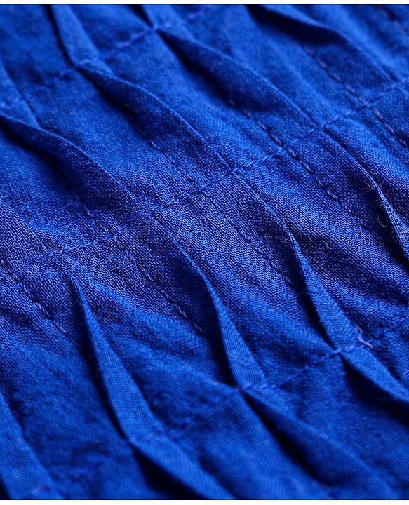 Babyhug Cotton Woven Full Sleeves Solid Colour Frock - Blue
