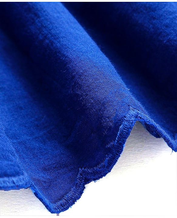 Babyhug Cotton Woven Full Sleeves Solid Colour Frock - Blue