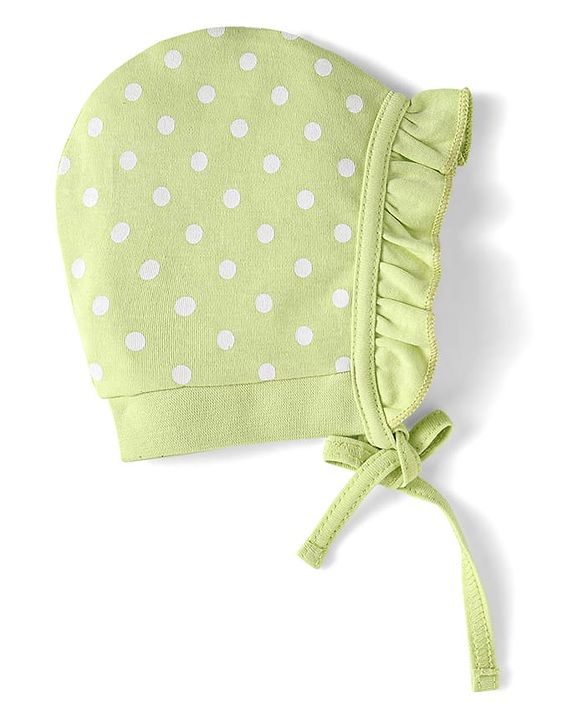 Babyhug 100% Cotton Knit Tie Knot Bonnet Cap Floral & Polka Dot Print Pack of 2 - Pink & Light Green