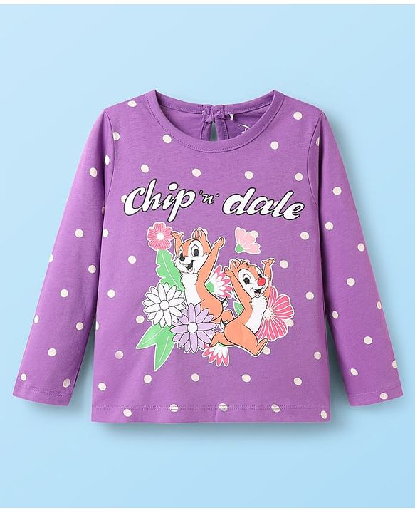 Babyhug Disney Single Jersey Knit Full Sleeves T-Shirts with Chip & Dale Graphics Pack of 3 - Yellow White & Purple