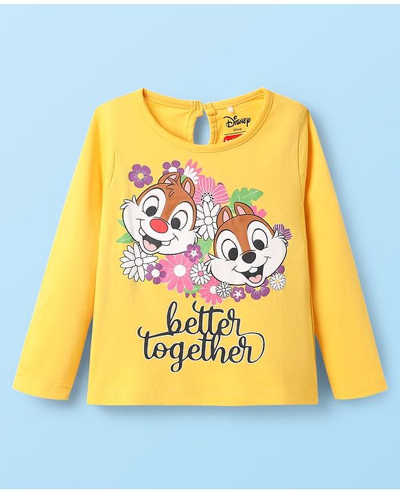 Babyhug Disney Single Jersey Knit Full Sleeves T-Shirts with Chip & Dale Graphics Pack of 3 - Yellow White & Purple