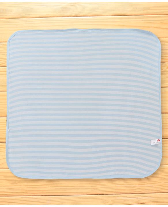 Babyhug Terry Knit Hooded Wrapper with Stripes & Lion Print L 76 x B 76 cm - Light Blue