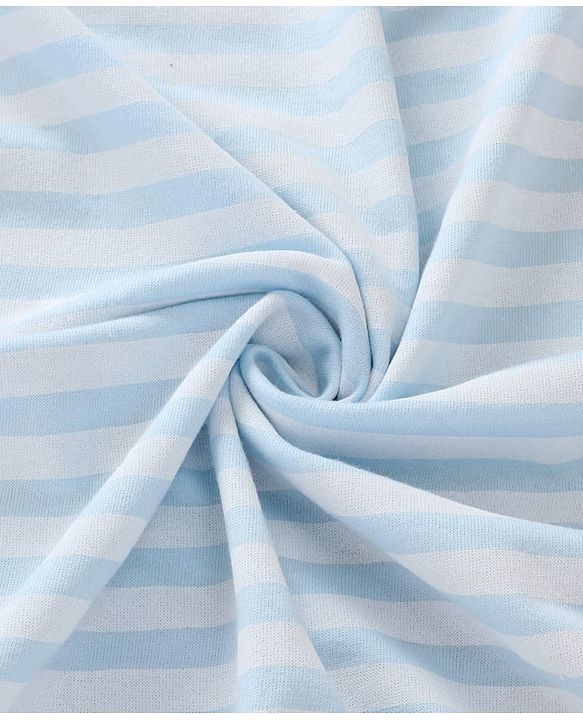 Babyhug Terry Knit Hooded Wrapper with Stripes & Lion Print L 76 x B 76 cm - Light Blue