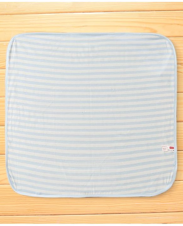 Babyhug Cotton Knit Hooded Wrapper with Tiger Print L 76 x B 76 cm - Light Blue