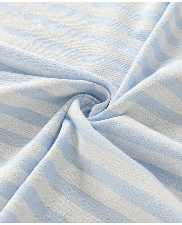 Babyhug Cotton Knit Hooded Wrapper with Tiger Print L 76 x B 76 cm - Light Blue